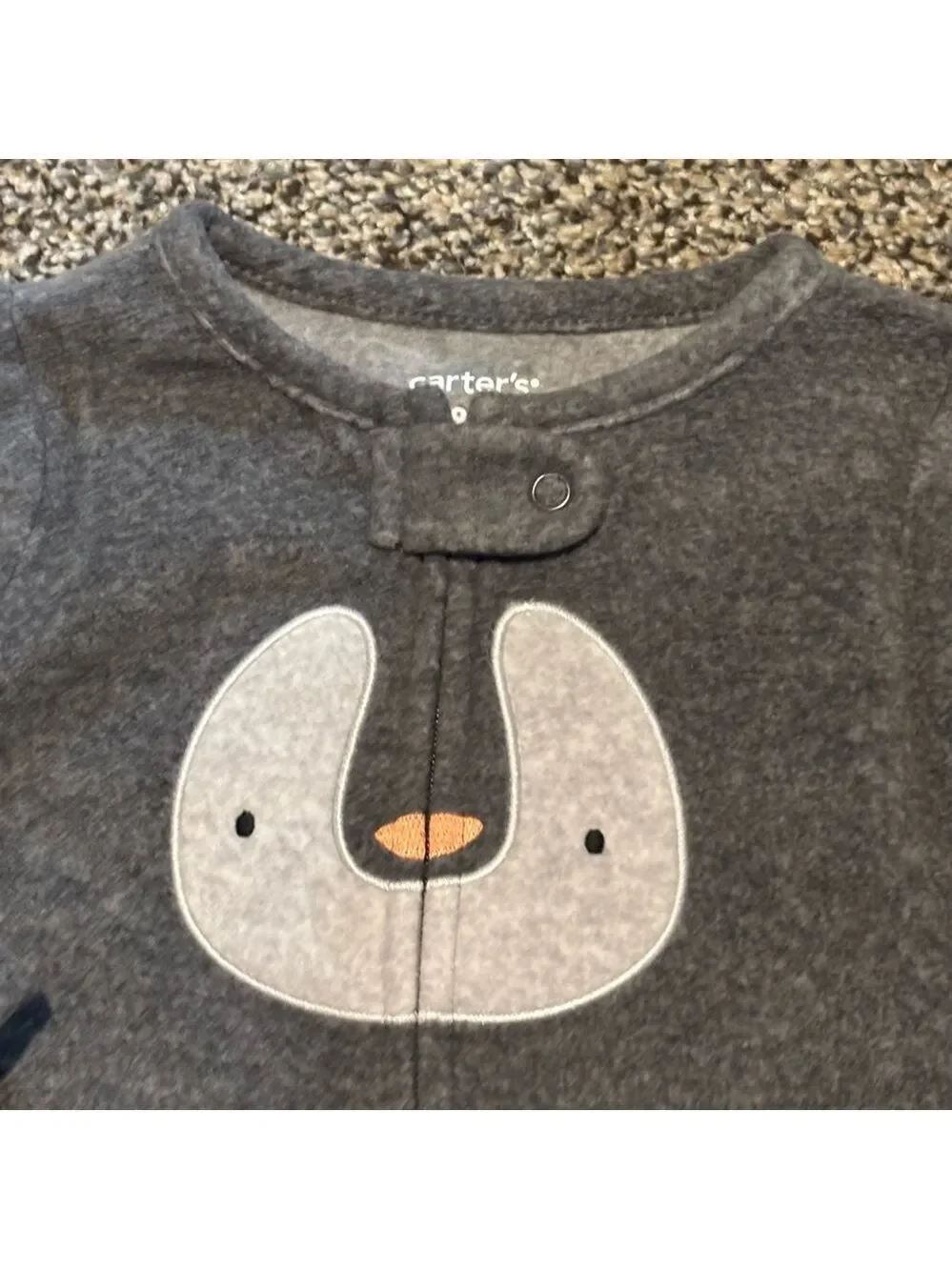 Brand NEW! Carter’s Gray Baby Fleece One Piece Footie 9 months NWT
